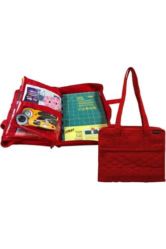 CA880R - Red - Quilter's Project Bag  - Filled/Sewing Mat