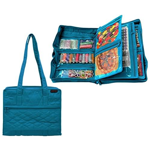 CA880A - Aqua - Quilter's Project Bag  - Open Filled Thread