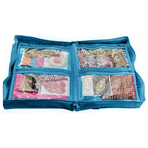 CA880A - Aqua - Quilter's Project Bag  - Open Filled Notions