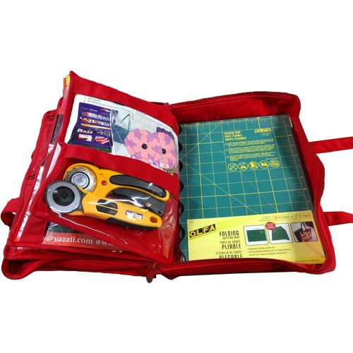 CA880R - Red - Quilter's Project Bag  - Filled/Sewing Mat